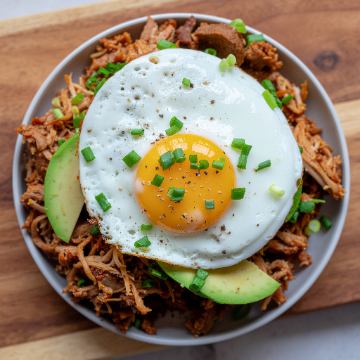Spicy Pulled Pork with Eggs