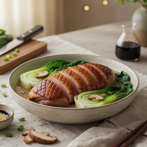 Japanese-Style Pan-Seared Duck Breast with Dashi and Shiitake